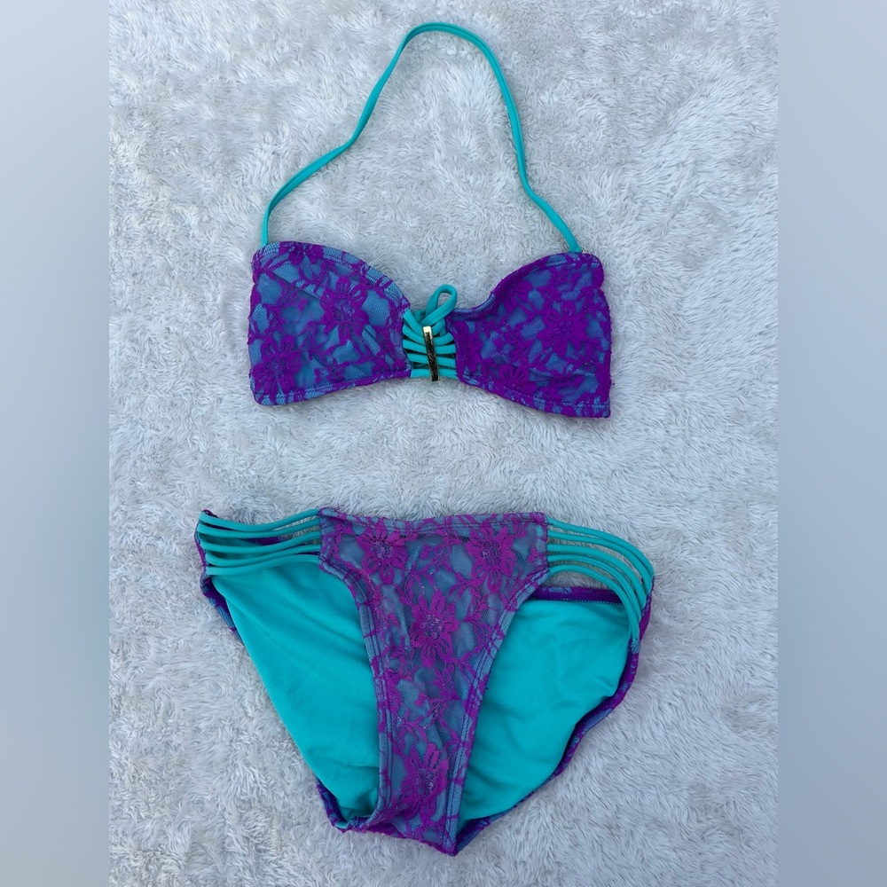 Bandeau Purple Lace‎ Bikini